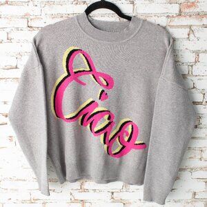 Philosophy Republic Clothing Women’s Large Sweater Gray “Ciao” Crewneck Pullover